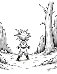 Goku training in a snowy forest