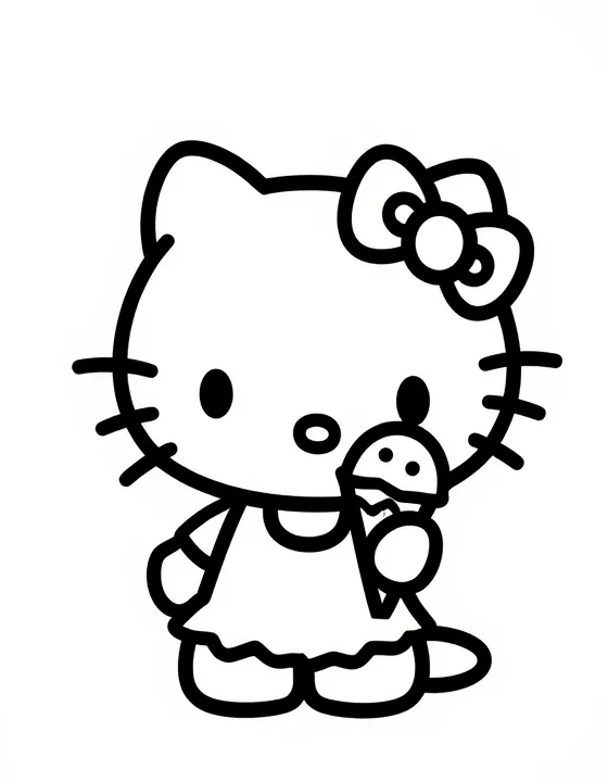 Hello Kitty enjoying ice cream on a hot day