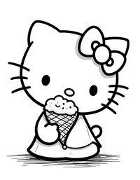 Hello Kitty enjoying ice cream on a hot day