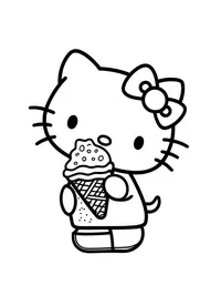 Hello Kitty enjoying ice cream on a hot day