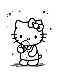 Hello Kitty enjoying ice cream on a hot day