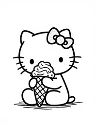 Hello Kitty enjoying ice cream on a hot day