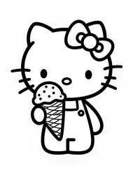 Hello Kitty enjoying ice cream on a hot day