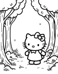 Hello Kitty singing in a sunlit forest