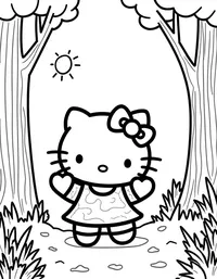 Hello Kitty singing in a sunlit forest