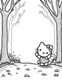 Hello Kitty singing in a sunlit forest