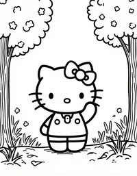 Hello Kitty singing in a sunlit forest