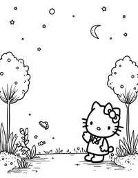 Hello Kitty watching stars in a quiet park