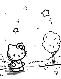 Hello Kitty watching stars in a quiet park