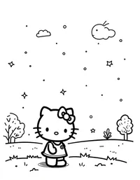 Hello Kitty watching stars in a quiet park