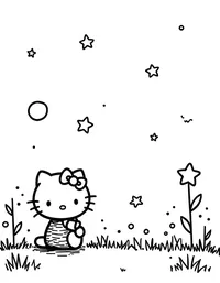 Hello Kitty watching stars in a quiet park