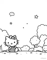 Hello Kitty watching stars in a quiet park