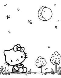 Hello Kitty watching stars in a quiet park