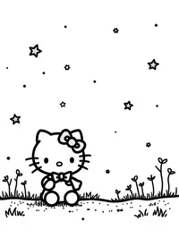 Hello Kitty watching stars in a quiet park