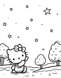 Hello Kitty watching stars in a quiet park