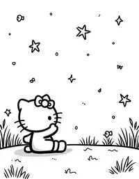 Hello Kitty watching stars in a quiet park