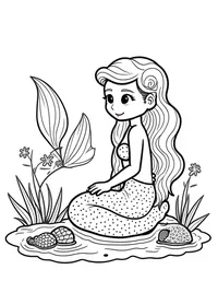 Mermaid collecting pearls from oysters