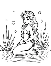 Mermaid collecting pearls from oysters