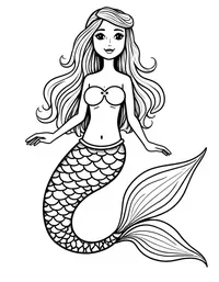 Mermaid crafting jewelry from shells coloring pages