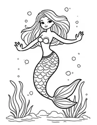 Mermaid dancing with dolphins coloring pages