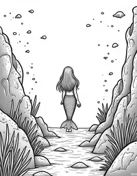 Mermaid exploring an ancient underwater ruin