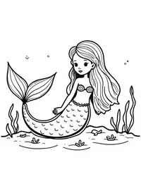 Mermaid playing hide-and-seek with small sea creatures