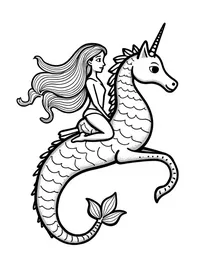 Mermaid riding a giant seahorse