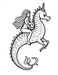 Mermaid riding a giant seahorse