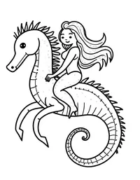 Mermaid riding a giant seahorse