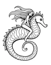 Mermaid riding a giant seahorse