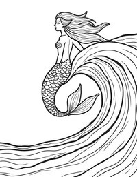 Mermaid riding a wave towards the shore