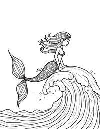 Mermaid riding a wave towards the shore