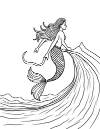 Mermaid riding a wave towards the shore