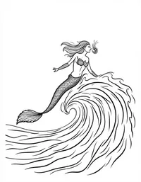 Mermaid riding a wave towards the shore