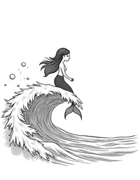 Mermaid riding a wave towards the shore