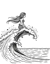 Mermaid riding a wave towards the shore