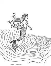 Mermaid riding a wave towards the shore