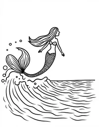 Mermaid riding a wave towards the shore