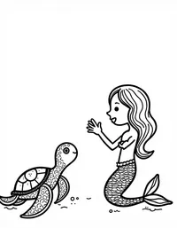 Mermaid singing to a group of sea turtles