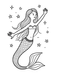 Mermaid studying star charts underwater