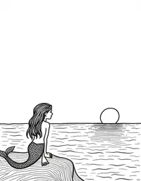 Mermaid watching a sunrise from the ocean surface