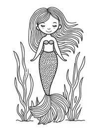 Mermaid weaving a seaweed tapestry