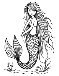 Mermaid weaving a seaweed tapestry