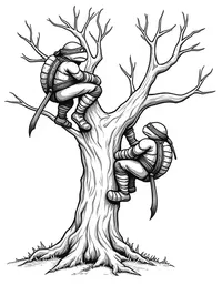 Ninja Turtles climbing trees