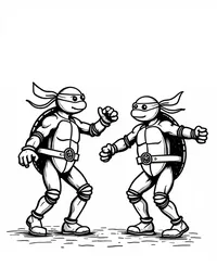 Ninja Turtles dancing at a party coloring pages