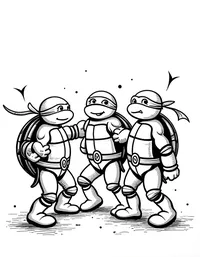 Ninja Turtles dancing at a party