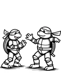 Ninja Turtles dancing at a party