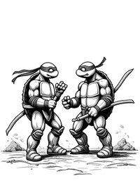 Ninja Turtles painting murals on walls coloring pages