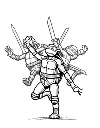 Ninja Turtles performing acrobatics