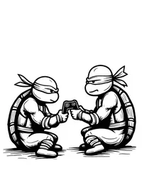 Ninja Turtles playing video games